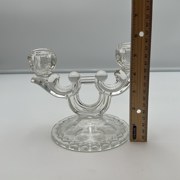 Vintage Double Clear Glass Double Candle Holder - Picture 14 of 16
